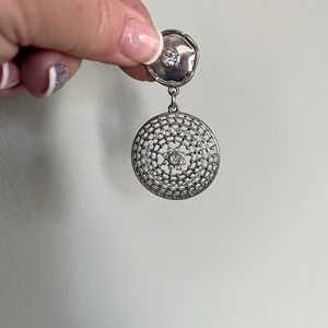 CLIP silver rhinestone earrings